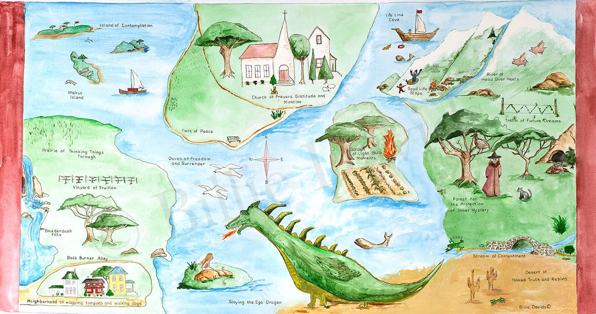 Whimsical Map Painting Dragon
