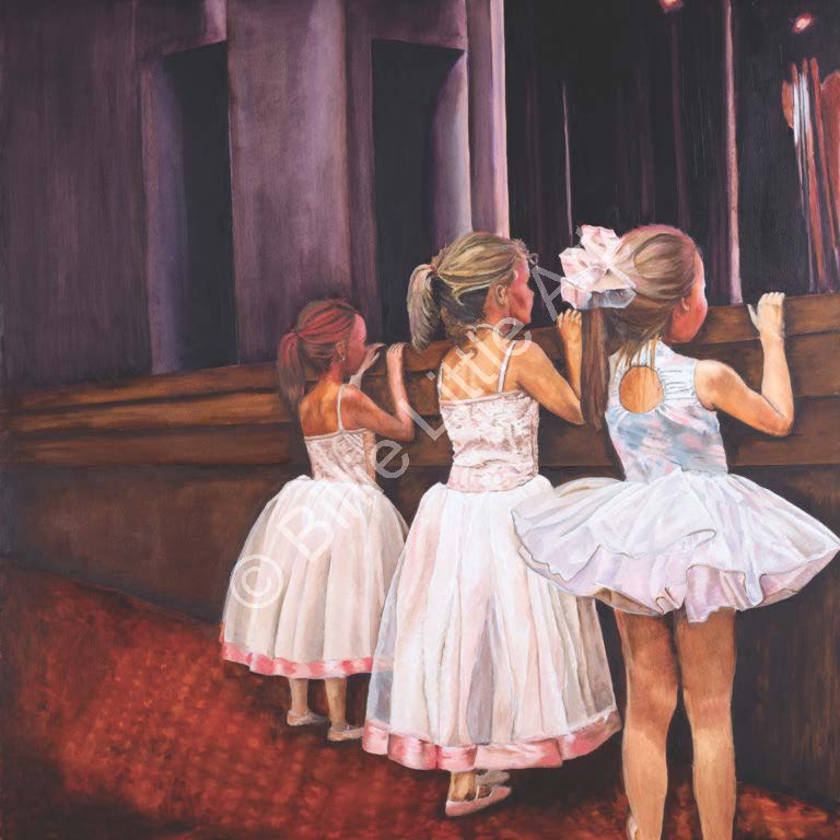 Girls Watching Dancing Dresses Painting