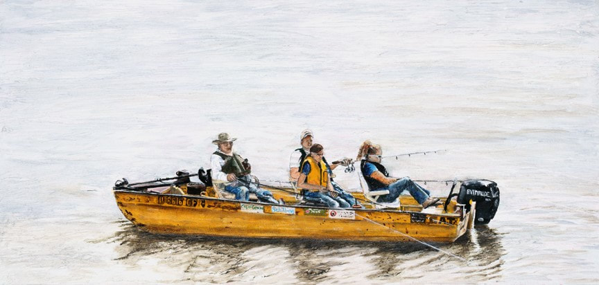 Yellow Boat Family Painting